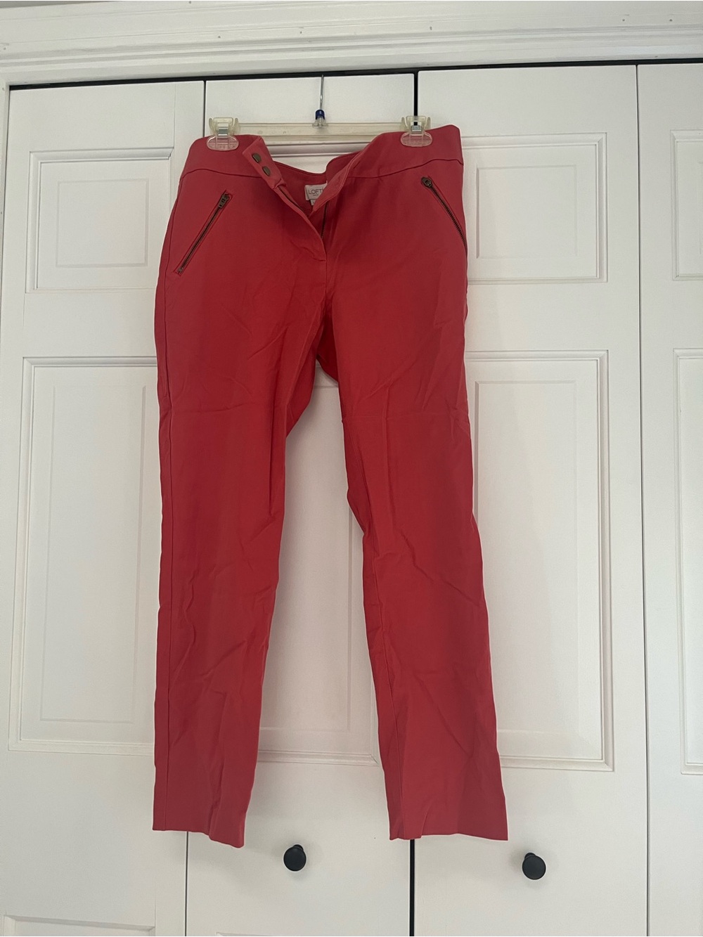 LOFT Outlet Modern Skinny Ankle Pants Coral Pink Size 8